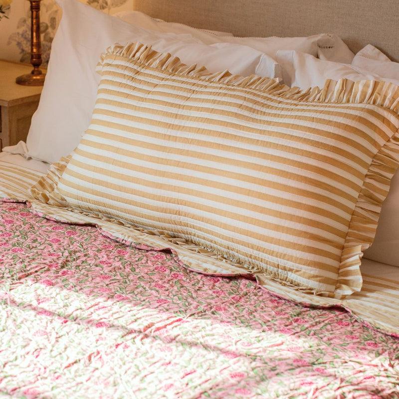 LEXI SAND Stripe Ruffle Long Cushion