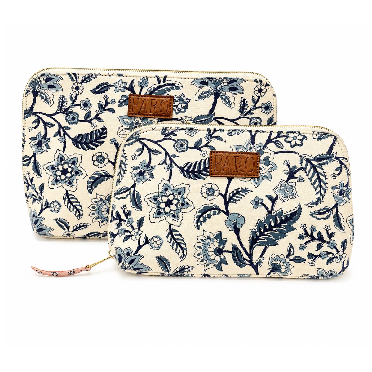 FARO block print washbags, FARO toiletry bags, Birthday gifts for her, Travel essentials for women, Elegant travel washbags for women