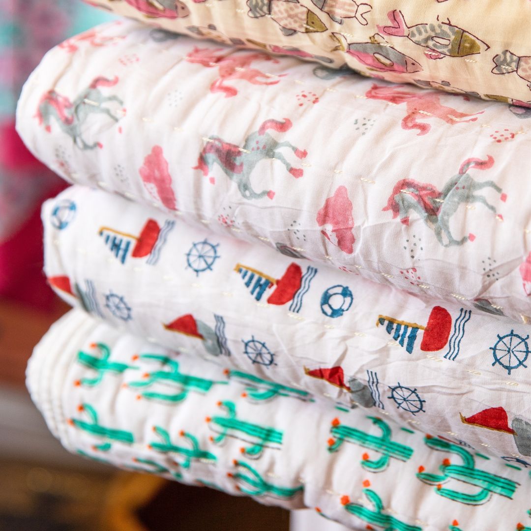UNICORN Blockprint Reversible Junior Quilt