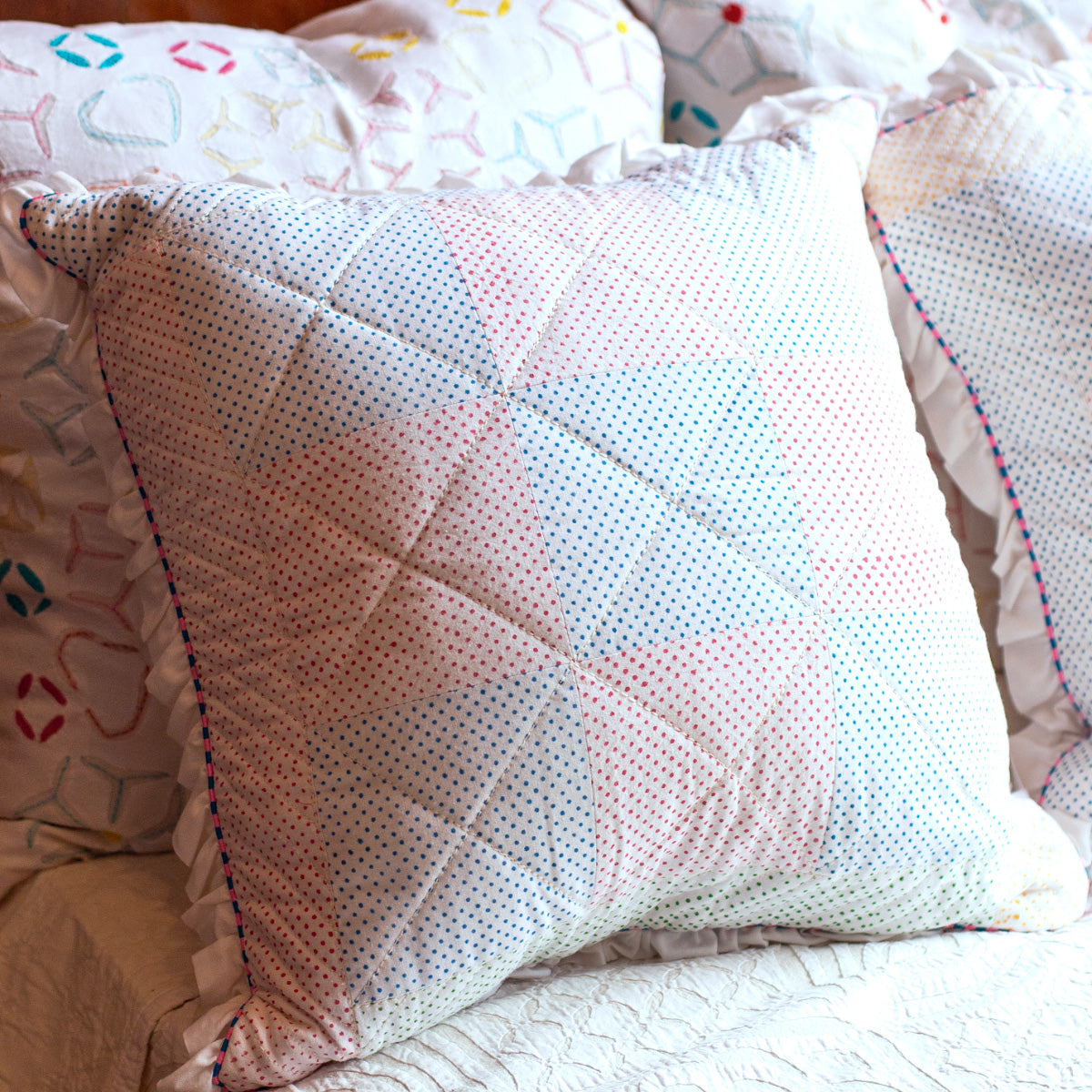 LOTTIE Quilted Ruffle Square Cushion