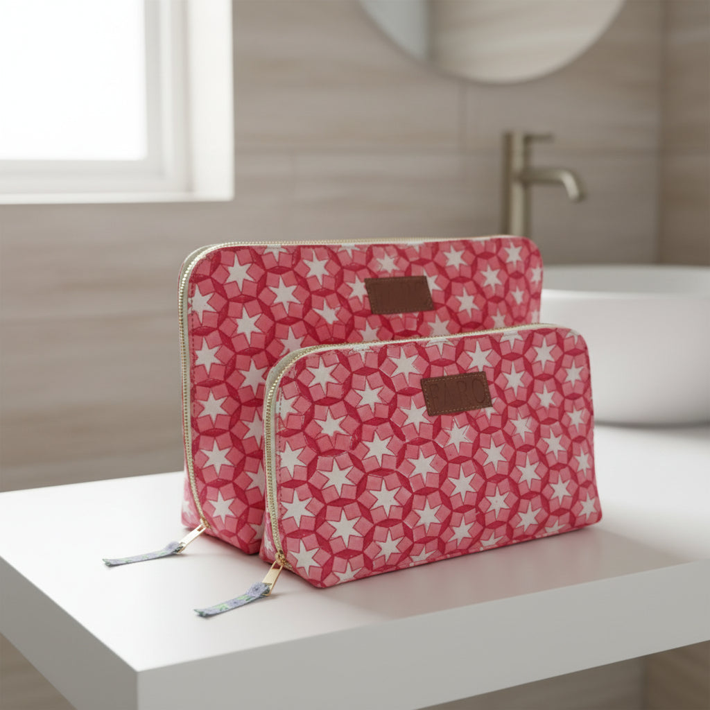 SITARA Ruby Blockprint Wash Bag
