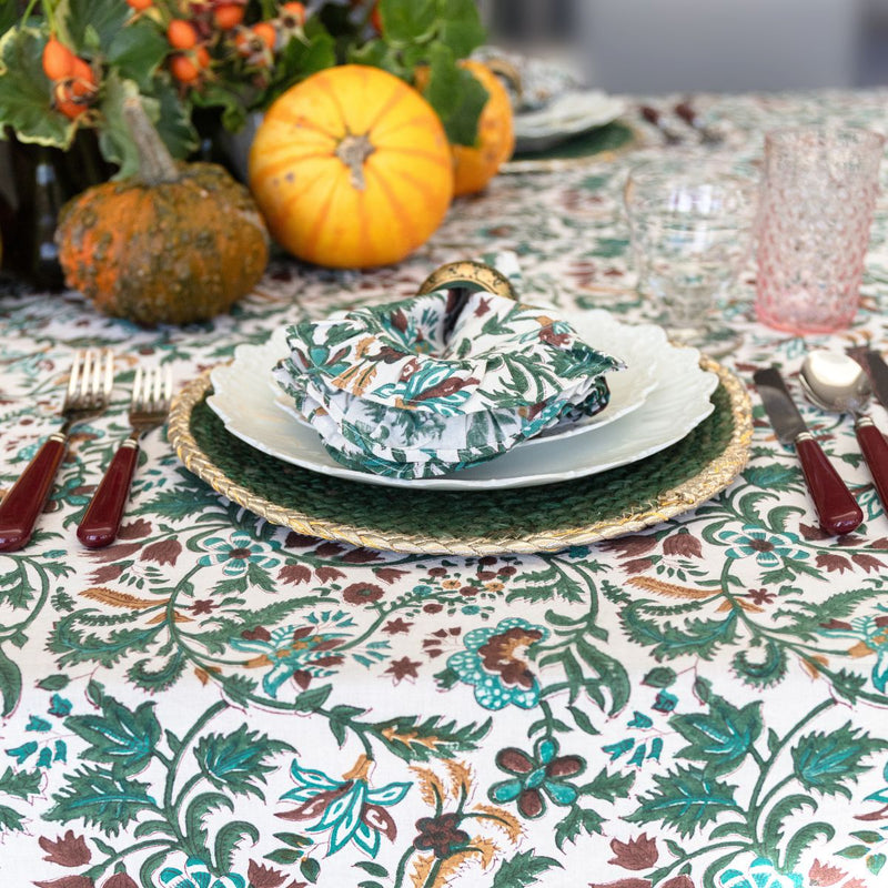 NILOFER TEAL Blockprint Tablecloth