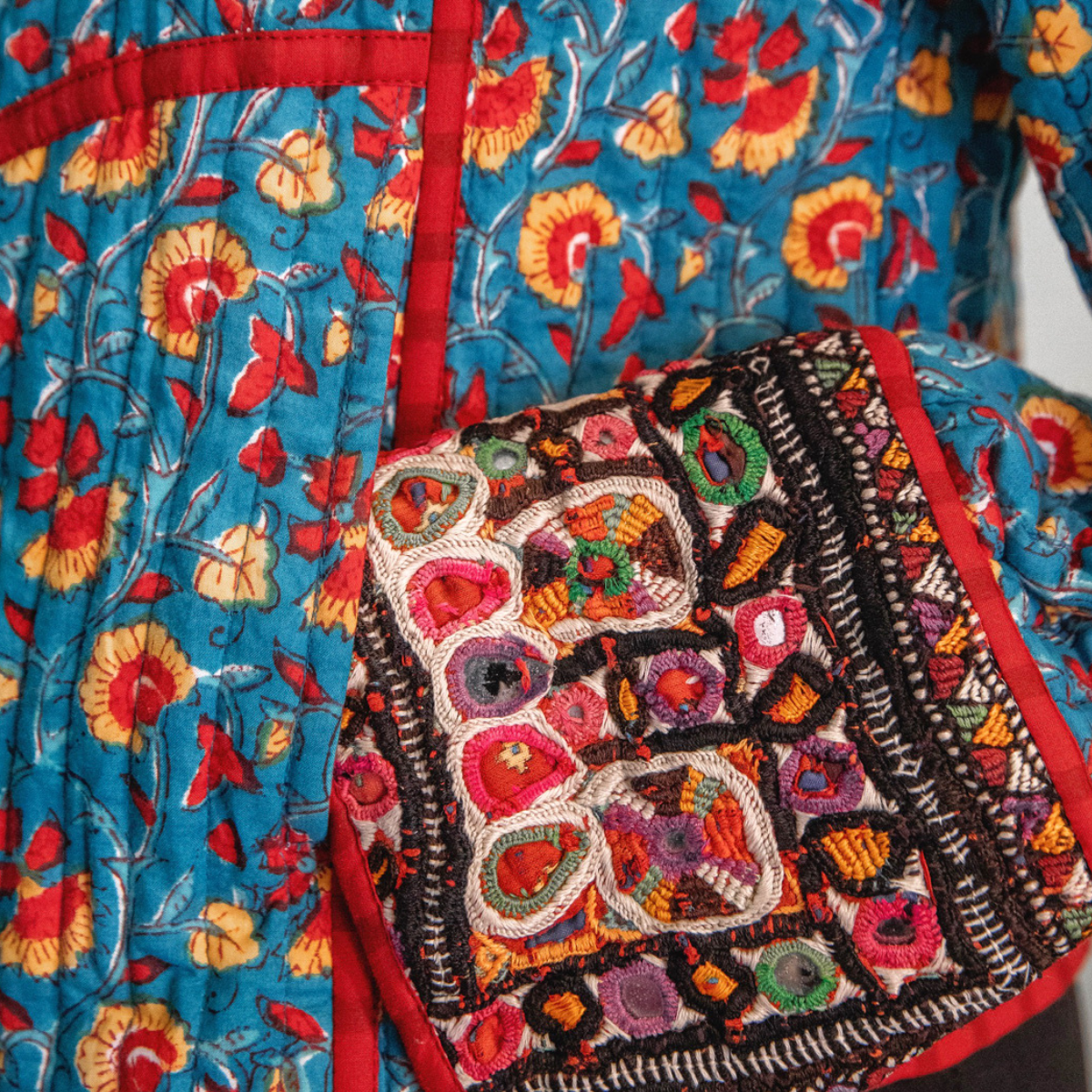 MARLO Patchwork Short Quilted Cotton Jacket