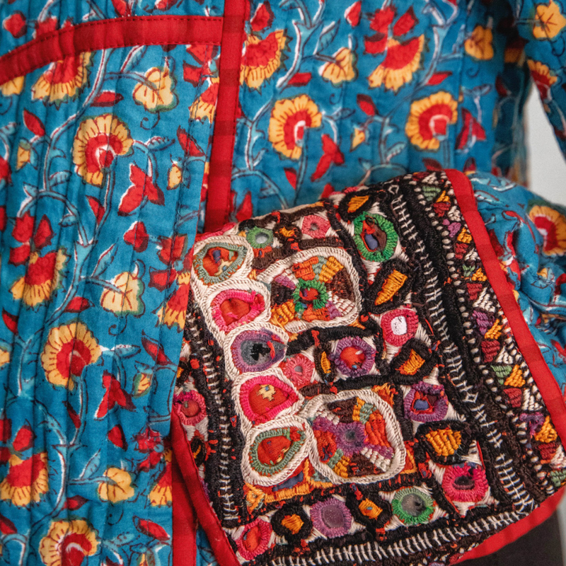 MARLO Patchwork Short Quilted Cotton Jacket