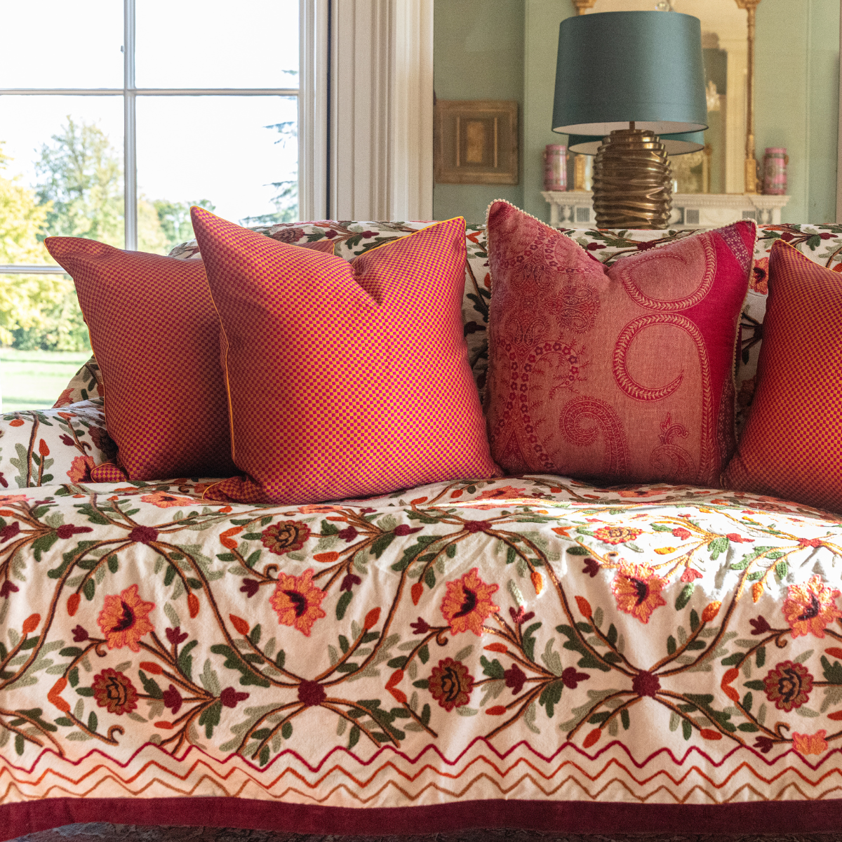 GULNAZ Crewel Embroidered Bedspread
