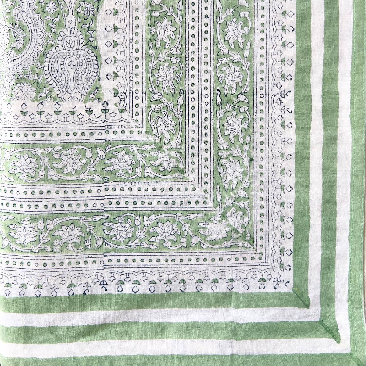 BAROQUE JADE Blockprint Tablecloth