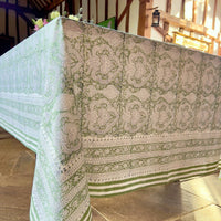 BAROQUE JADE Blockprint Tablecloth