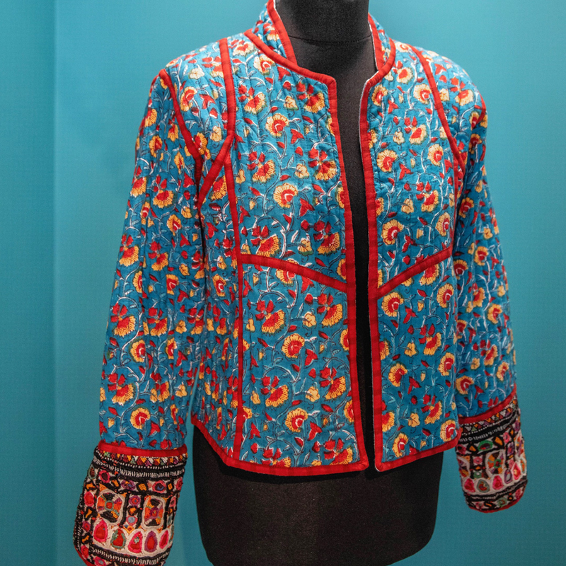 quilted jackets, Faro quilted jackets, cotton quilted waist coats, Block Printed Boho Style clothing,  Quilted Handmade Jackets