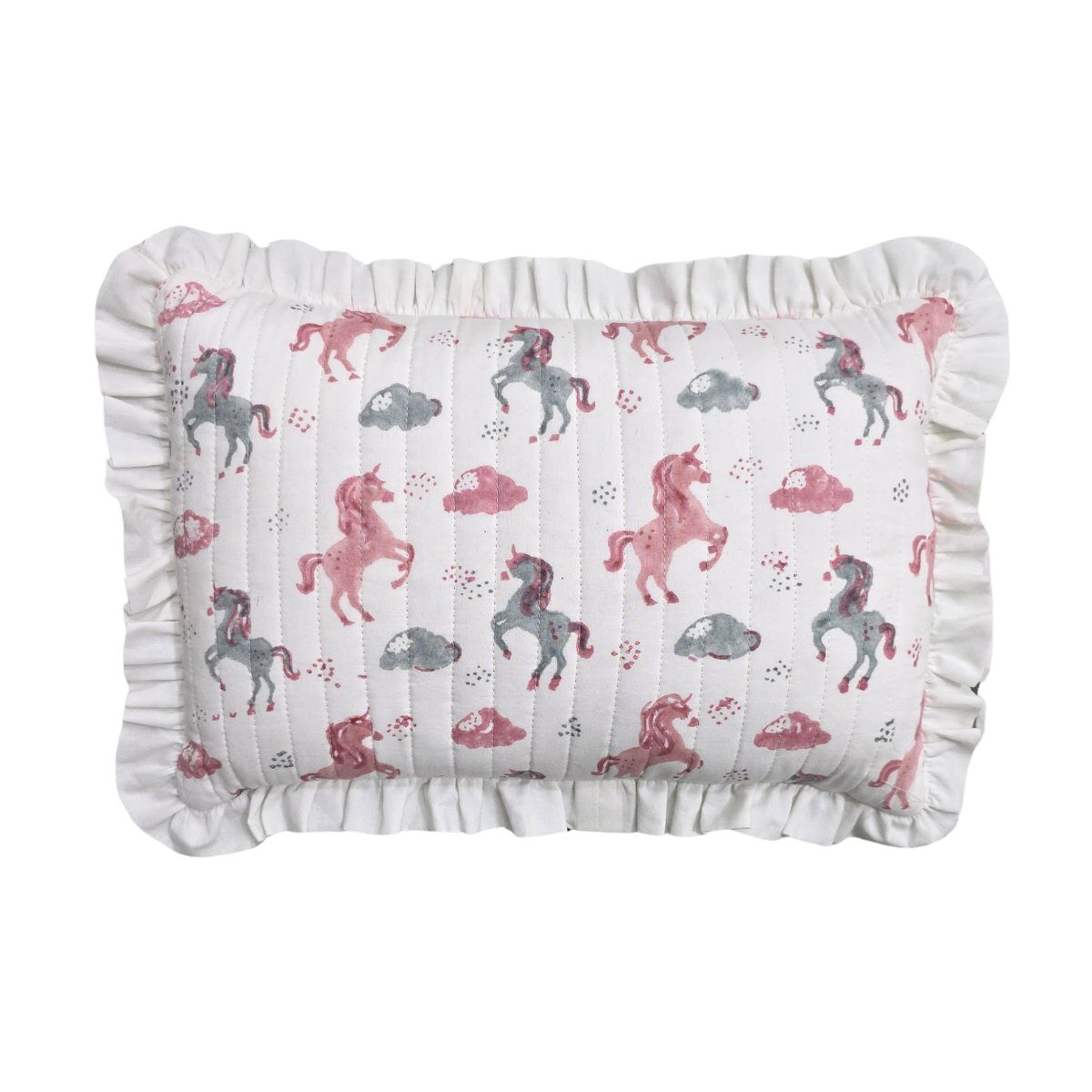 UNICORN Blockprint Quilted Children's Cushion