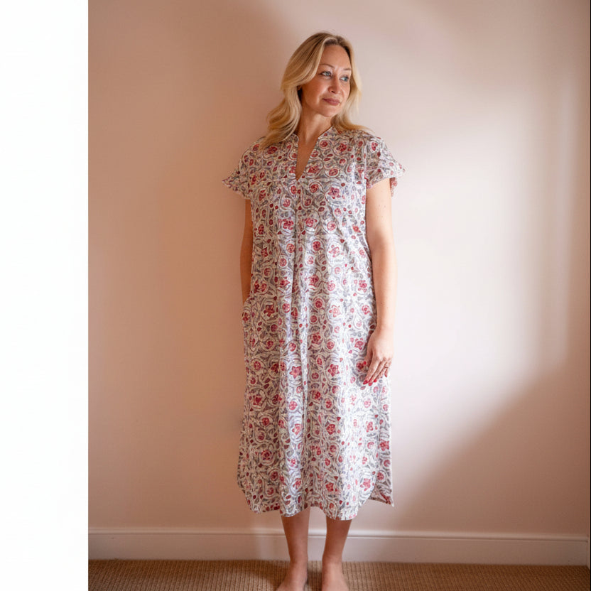 SORAYA Rose Cap Sleeve Blockprint Nightie
