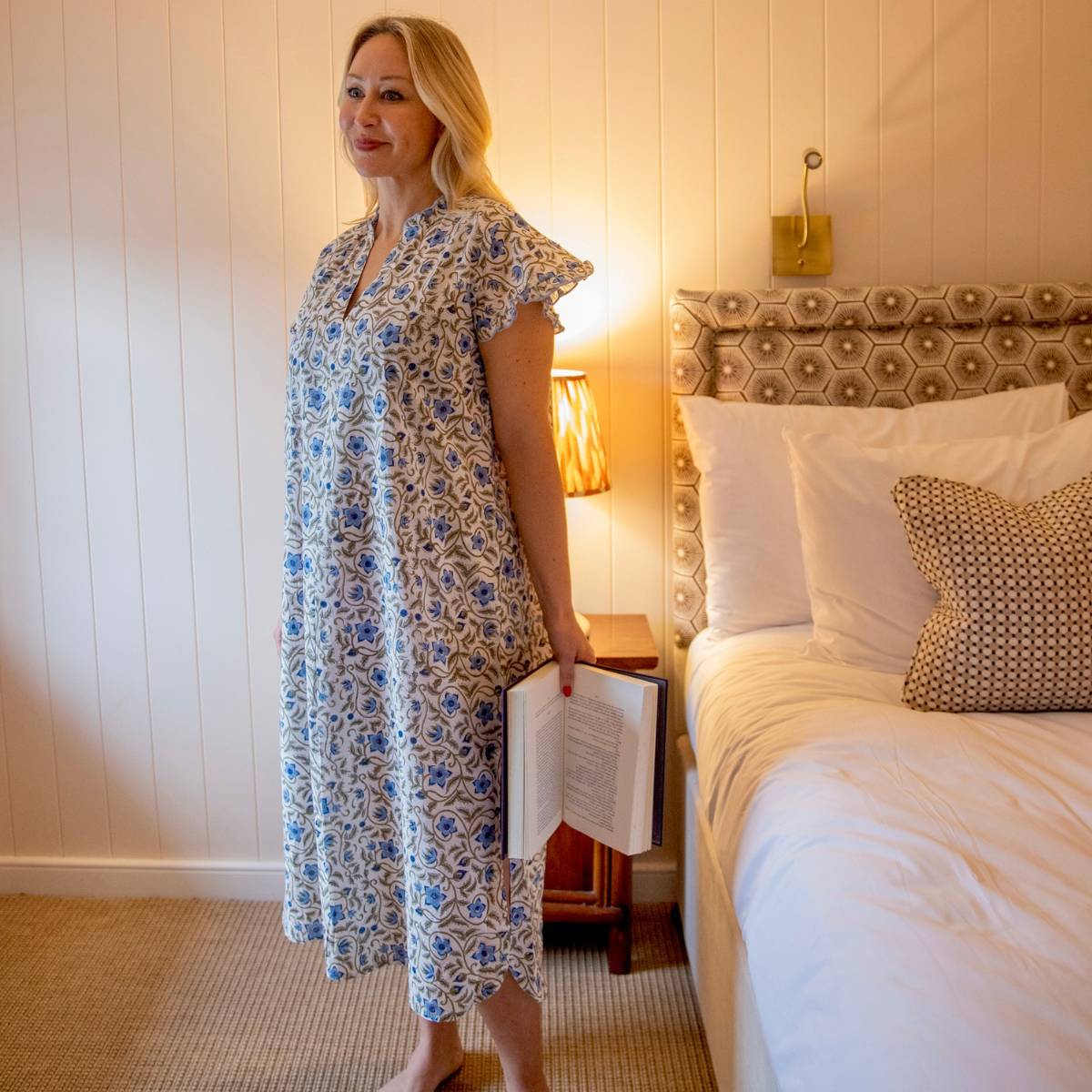 SORAYA Sky Cap Sleeve Blockprint Nightie