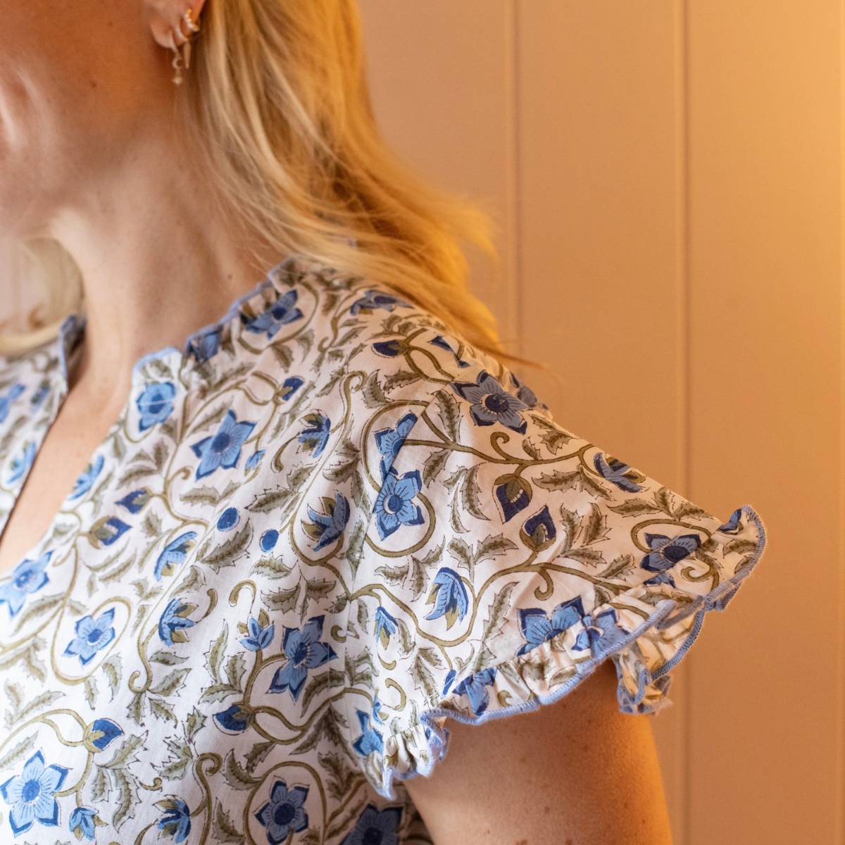 SORAYA Sky Cap Sleeve Blockprint Nightie