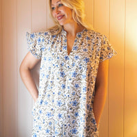 SORAYA Sky Cap Sleeve Blockprint Nightie