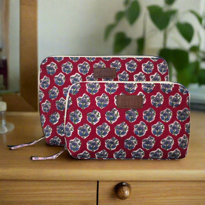 Travel Wash Bags, Toiletry Bags for men, women, Travel Pouches, Block print Wash Bags,  Luxe wash bags, Eco-friendly toiletry bags, Handmade travel pouch, best wash bags for travel, toiletry bag git set, Stylish travel pouches, zipper wash bags