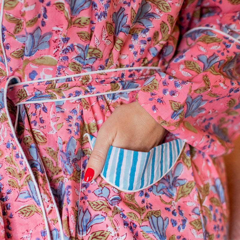 LENA Short Blockprint Dressing Gown