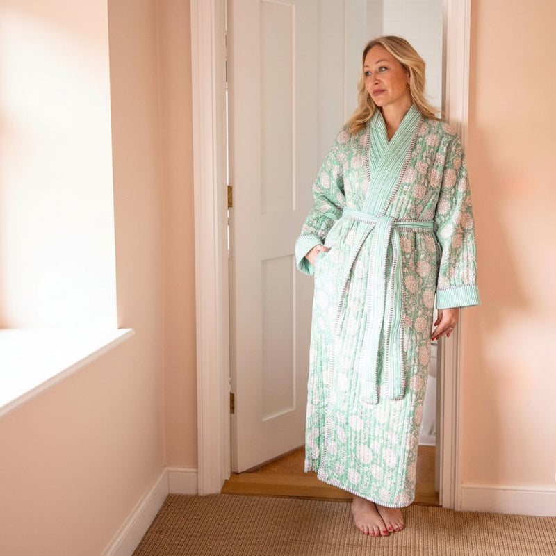 ZINAT MINT Quilted Long Dressing Gown