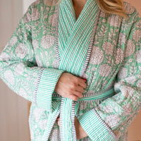 ZINAT MINT Quilted Long Dressing Gown