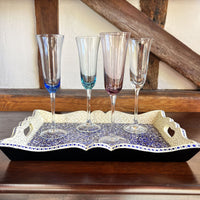 NILUFER Lapis & Gold Floral Papier Mache Tray