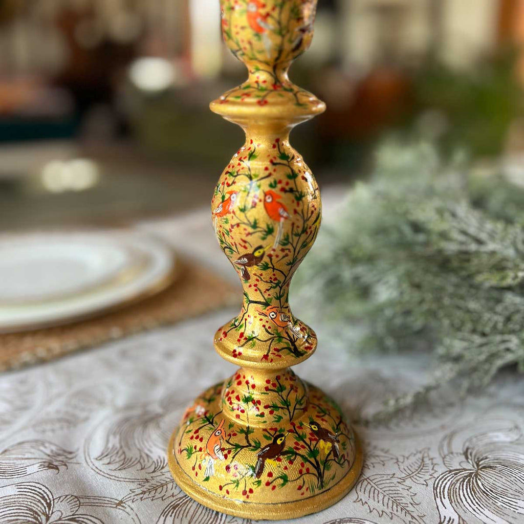 AURUM BIRDS Papier Mâché Candle Holder (Pair)