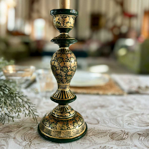 NUR Forest Green & Gold Candle Holder (Pair)