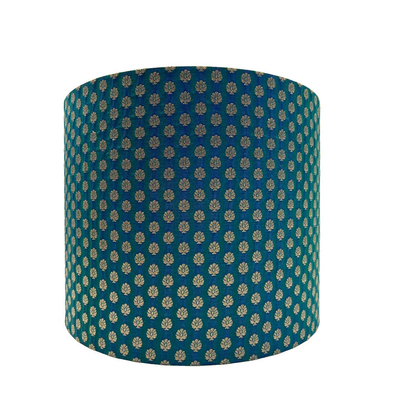 PEACOCK Silk Brocade Drum Lampshade