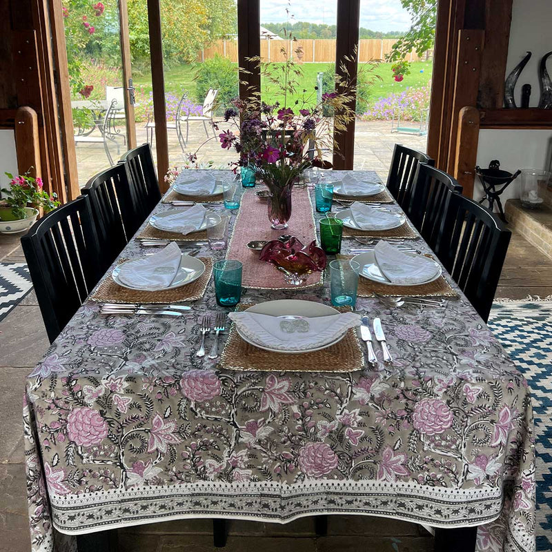 BAHAAR ROSE Blockprint Tablecloth
