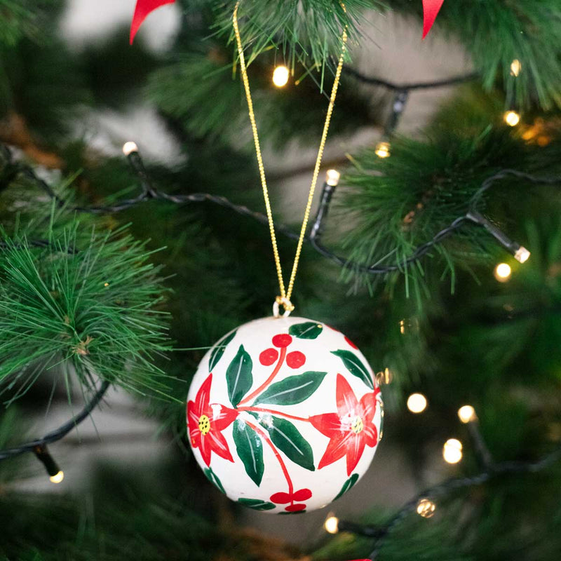 Christmas ornaments, Christmas baubles, papier mache baubles, Gold Christmas bauble, Kashmir papier mache, hand painted accessories