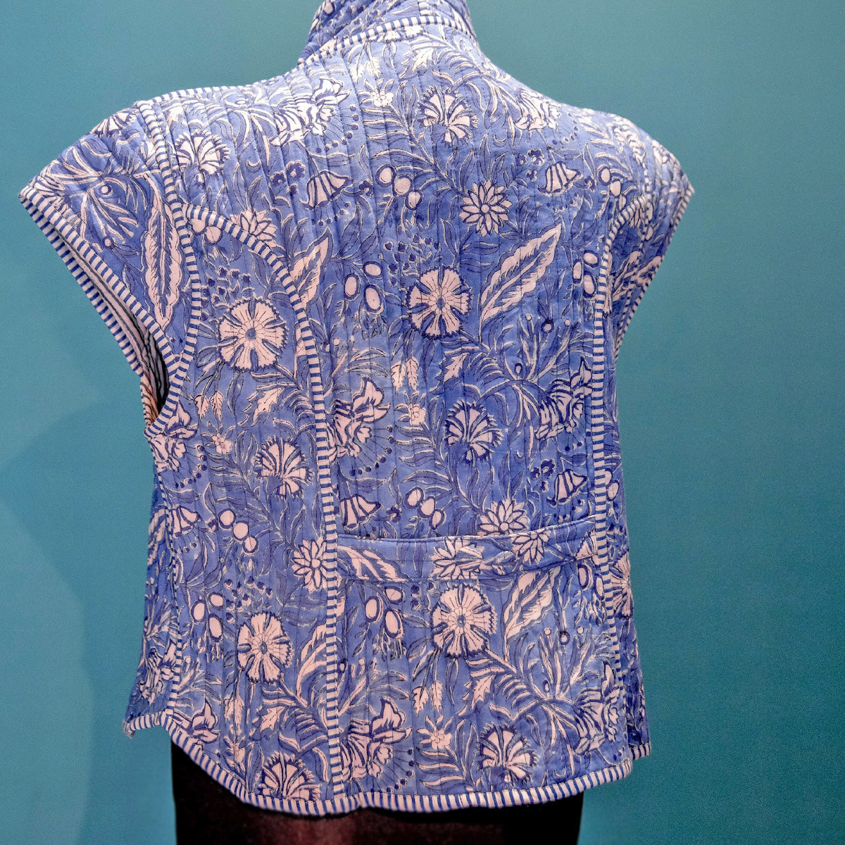 CORNFLOWER Quilted Blockprint Gilet