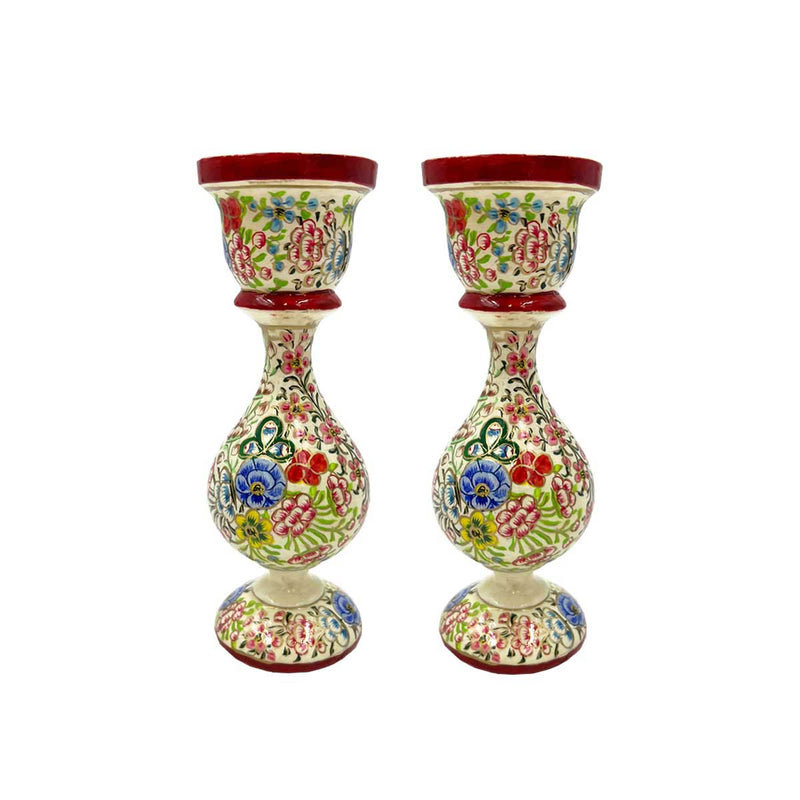 ROSE GARDEN Ivory Papier Mâché Candle Holder (Pair)