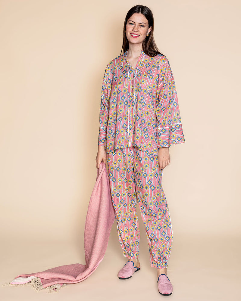 PJs, cotton pyjamas, sleepwear, pyjama sets, pajama sets, blockprint pjs, blockprint nighties, nightwear