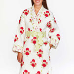 Luxury Quilted Long Robe Floral Print/ Hand Block Print Winter Kimono Dressing Gown,Warm Loungewear, quilted dressing gowns, winter dressing gowns, winter robes