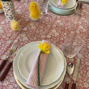 FLORENCE DUSTY ROSE Striped Blockprint Napkins