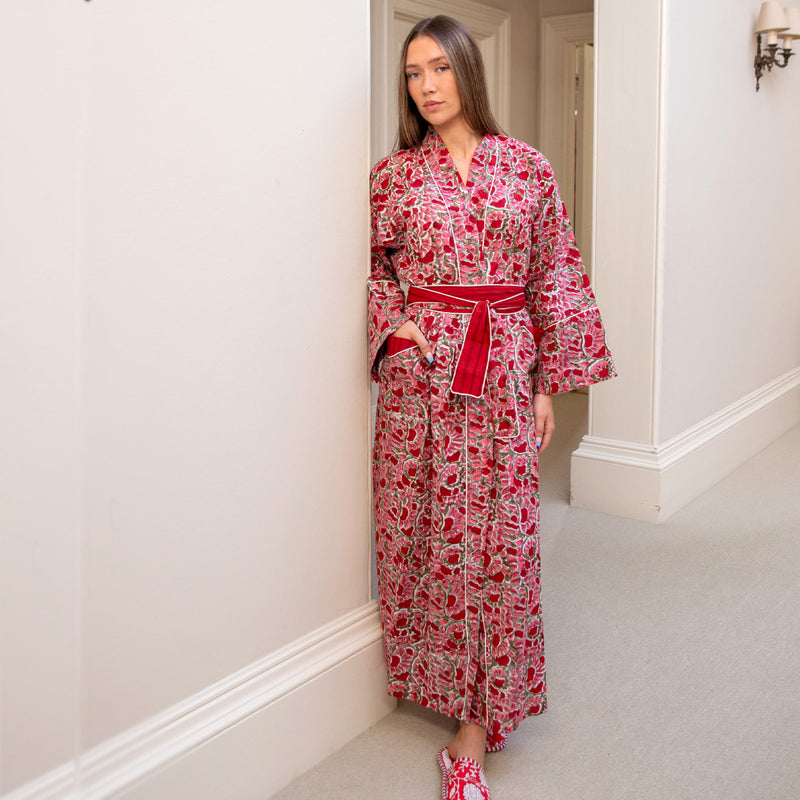 ELIZA Blockprint Long Dressing Gown