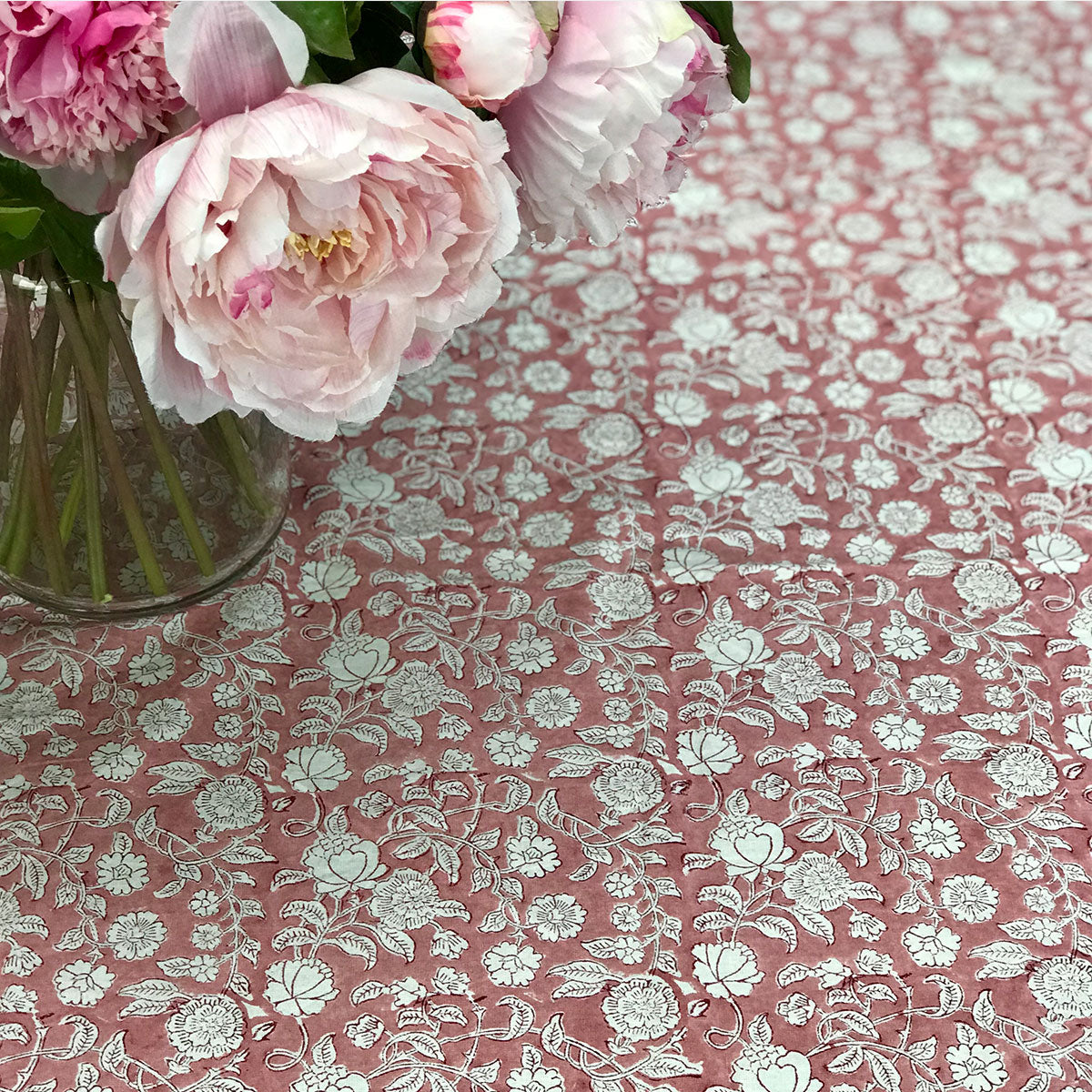 FLORENCE Rose Blockprint Tablecloth