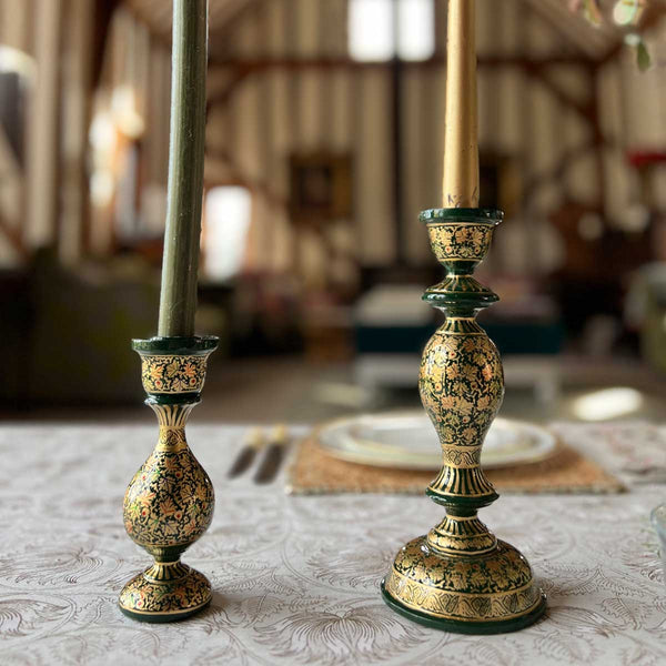 Candle Holders, papier mache, kashmir artefacts, kashmir decor, candle holders, candlesticks, christmas candle sticks