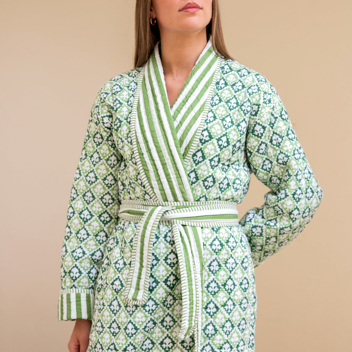 MEERA Quilted Long Dressing Gown