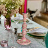 DELPHINE PINK GLO Papier Mâché Candle Holder (Pair)