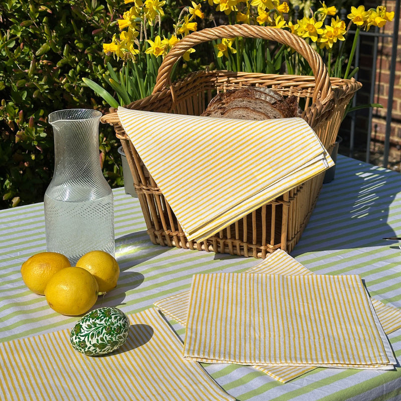 CITRUS STRIPE Blockprint Tablecloth