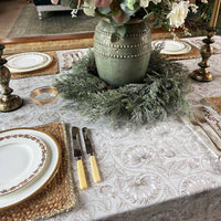 WHITE LOTUS Jaal Blockprint Tablecloth