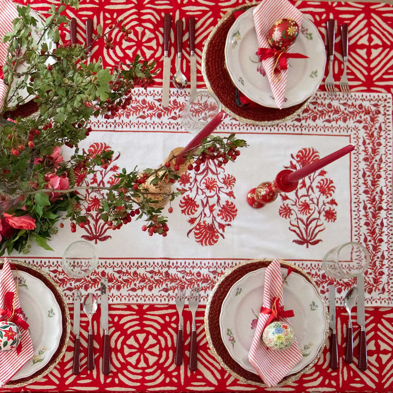 table runner, block print table runner, christmas table linen