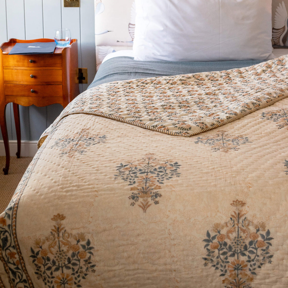 MARGOT Cotton Reversible Padded Blockprint Quilt