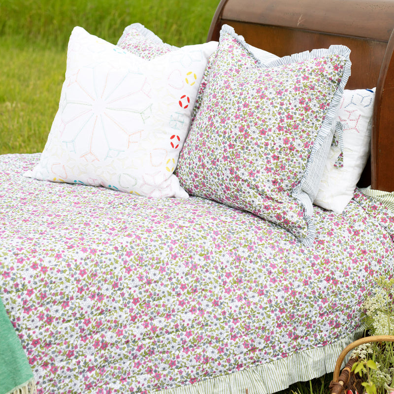 MEADOW Quilted Ruffle Square Cushion