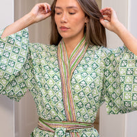 MEERA Blockprint Long Dressing Gown