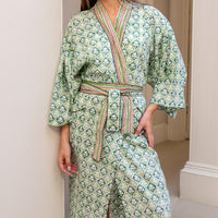 MEERA Blockprint Long Dressing Gown