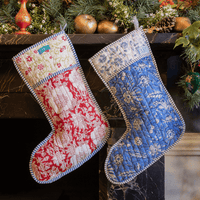 JIYA Festive Quilted Blockprint Stockings