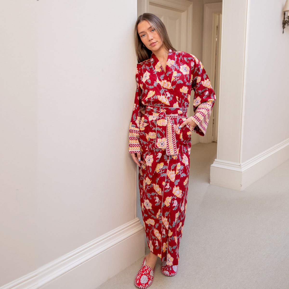 RUKMINI Blockprint Long Dressing Gown