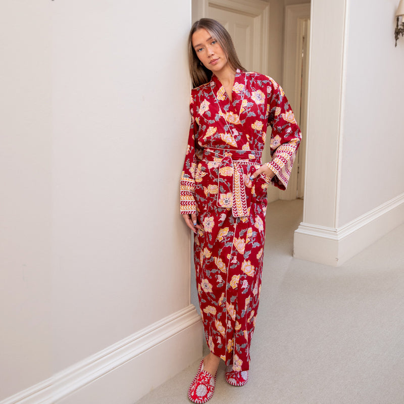 RUKMINI Blockprint Long Dressing Gown