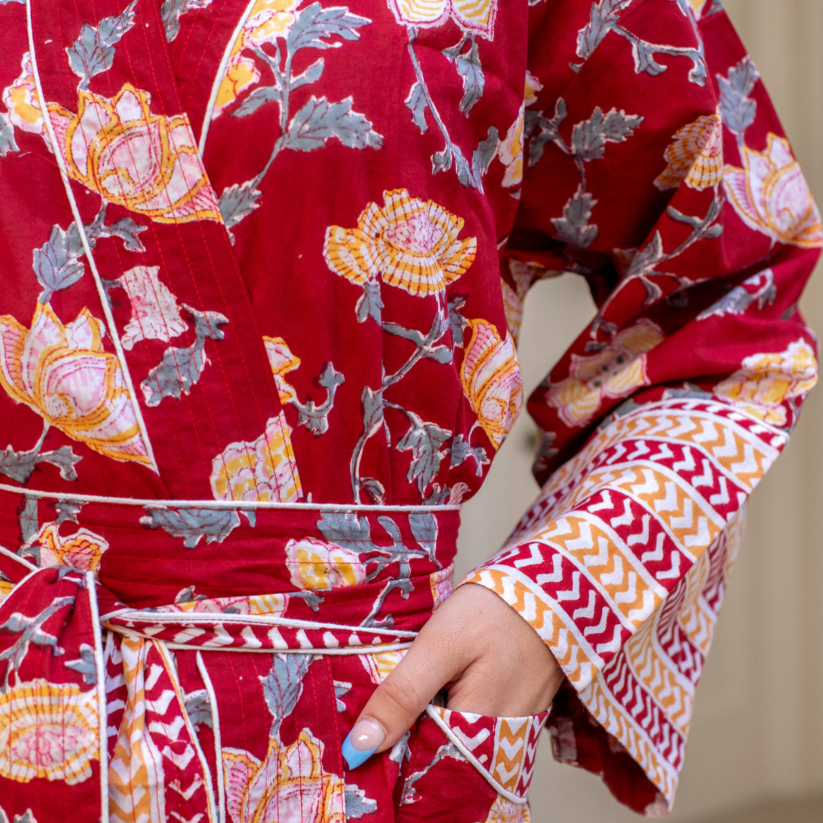 RUKMINI Blockprint Long Dressing Gown