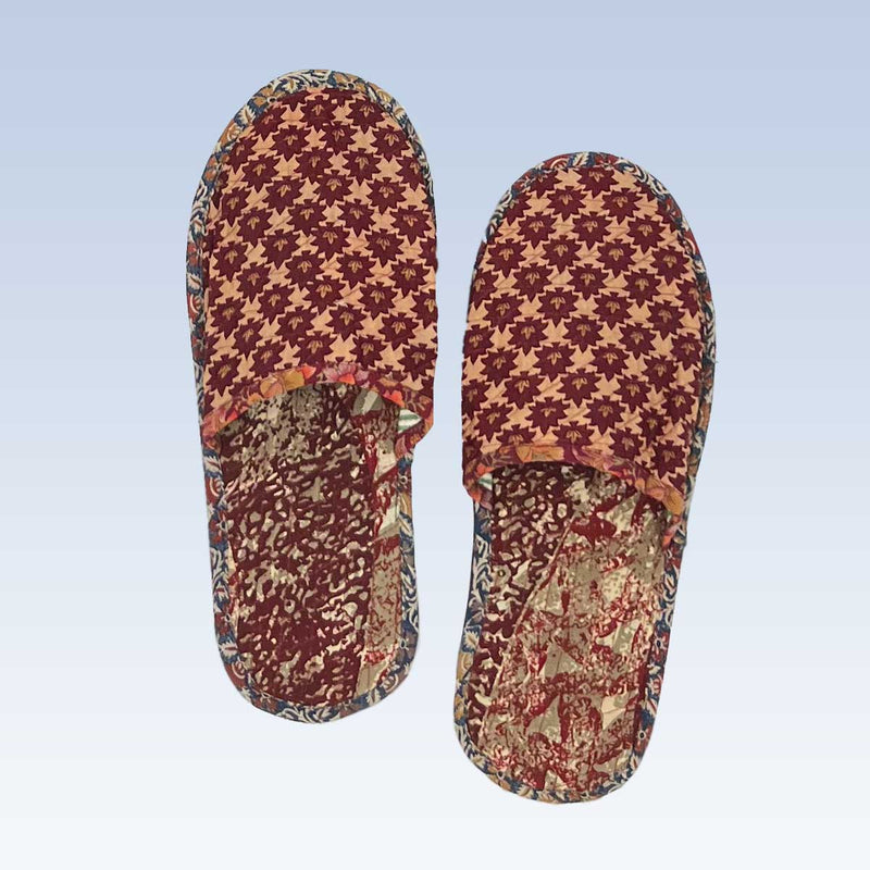 quilted slippers, indoor slippers, faro slippers, blockprint slippers, slip on shoes, , Hand Made Quilted Home Slippers, anti-slip slippers, non-slip quilted slippers, faro shoes