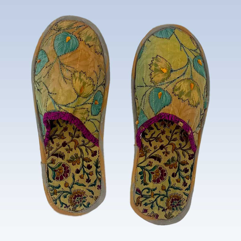 FLORA Quilted Silk Slippers